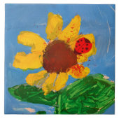 Zonnebloem "Kunst door kinderen" Tegeltje (Voorkant)