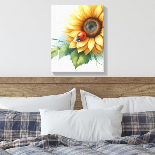 Zonnebloem kunst - Ingepakt canvas (Insitu (Slaapkamer))
