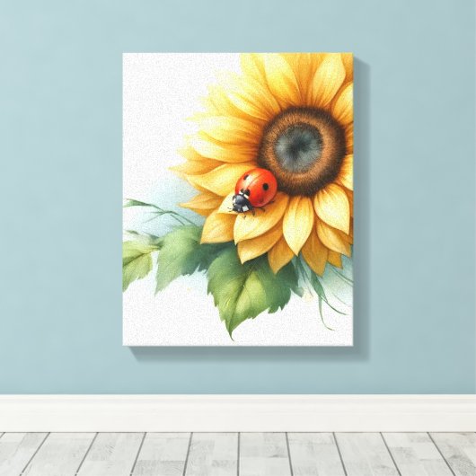 Zonnebloem kunst - Ingepakt canvas (Insitu (Houten vloer))