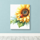 zonnebloem kunst - Ingepakte canvas Afdruk (Insitu (Houten vloer))