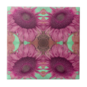  zonnebloem Kunst Nieuwe Roze Groene Floral Tegeltje