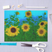Zonnebloem Kunstblauwe hemel Gele Groene Tuin Tissuepapier (Craft)