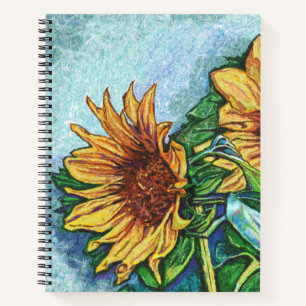 Zonnebloem-kunstlaptop Notitieboek