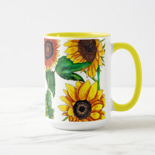 Zonnebloem Kunstmok met Waterverf in de Zon Mok