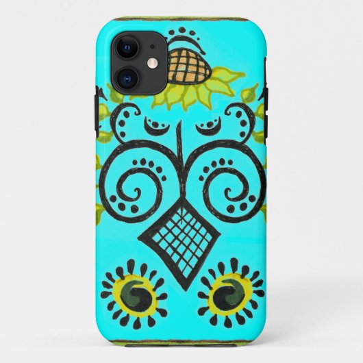 Zonnebloem Kunstpatroon met Stippen Case-Mate iPhone Case (Achterkant)