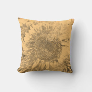 Zonnebloem kunstwerk uit de vintage collectie #2 - kussen
