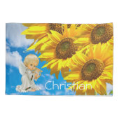 Zonnebloem Kussen Hoesje, Bloemen Baby Angel Kussensloop (Achterkant)