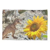 Zonnebloem kussen Hoesje, bloemige dinosaurus Kussensloop (Achterkant)