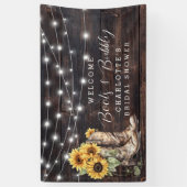 Zonnebloem Laarzen en Bruisend Bruidsmeisjeshower  Spandoek (Verticaal)