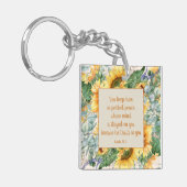 Zonnebloem laat bijbel staan voor perfecte vrede sleutelhanger (Voorkant Links)
