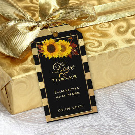 Zonnebloem Label met gouden streep Cadeaulabel