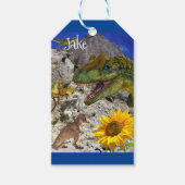 Zonnebloem Labels Dinosaur Happy Birthday Cadeaulabel (Voorkant)