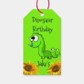 Zonnebloem Labels Floral Dinosaur Happy Birthday Cadeaulabel (Voorkant)