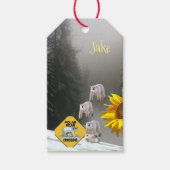 Zonnebloem Labels Floral poar Beer Cadeaulabel (Voorkant)