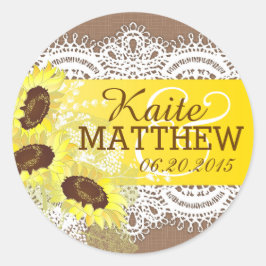 Zonnebloem Lace Burlap Bruiloft Label