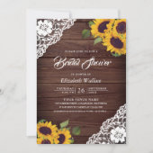 Zonnebloem Lace Wood Foto QR Code Vrijgezellenfees Kaart (Voorkant)