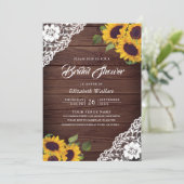 Zonnebloem Lace Wood Foto QR Code Vrijgezellenfees Kaart (Staand voorkant)