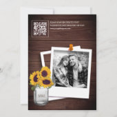 Zonnebloem Lace Wood Foto QR Code Vrijgezellenfees Kaart (Achterkant)