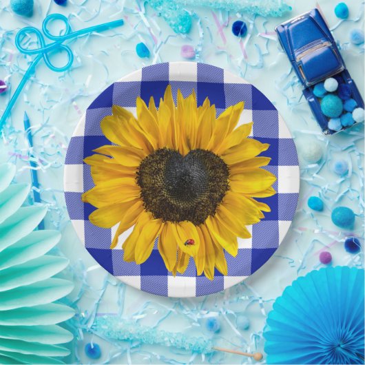 Zonnebloem Ladybug op Buffalo Play Papieren Bordje (Feest)