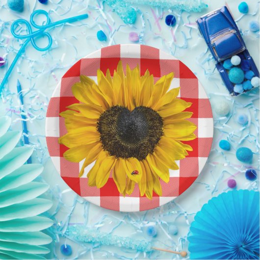 Zonnebloem Ladybug op Buffalo Play Papieren Bordje (Feest)