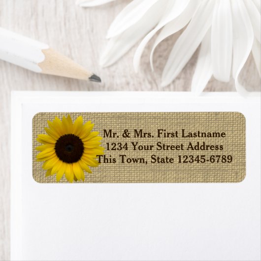 Zonnebloem Land Burlap Etiket (Insitu)