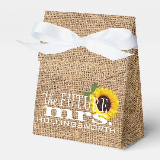 Zonnebloem land burlap gunst | VRIJGEZELLENFEEST Bedankdoosjes (Voorkant Zijde)