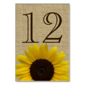 Zonnebloem Land Burlap Tafel Nummer Kaart (Achterkant)