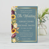 Zonnebloem Land Elegantie Bruiloft Kaart (Staand voorkant)