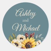 Zonnebloem Land Elegantie Ronde Sticker (Voorkant)