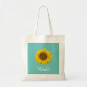 Zonnebloem Land Floral Trendy Blauwgroen Tote Bag (Voorkant)