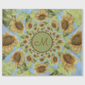Zonnebloem Land Florence Geel Groen Monogram Cadeaupapier (Vlak)