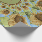 Zonnebloem Land Florence Geel Groen Monogram Cadeaupapier (Hoek)