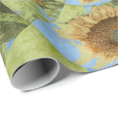 Zonnebloem Land Florence Geel Groen Monogram Cadeaupapier (Rol Hoek)