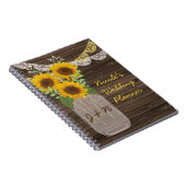 Zonnebloem Land Hout Mason Jar Weddenschap Notitieboek (Rechterzijde)