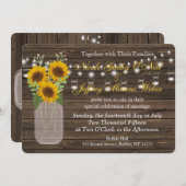 Zonnebloem Land Mason Jar bruiloft uitnodiging (Voorkant / Achterkant)