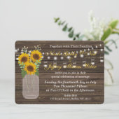 Zonnebloem Land Mason Jar bruiloft uitnodiging (Staand voorkant)