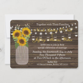 Zonnebloem Land Mason Jar bruiloft uitnodiging