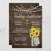 Zonnebloem Land Mason Jar bruiloft uitnodiging (Voorkant / Achterkant)