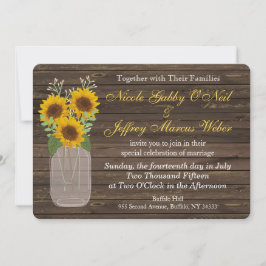 Zonnebloem Land Mason Jar bruiloft uitnodiging