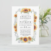 Zonnebloem Land repetitie diner uitnodigingen (Staand voorkant)