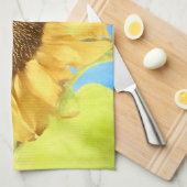 Zonnebloem Land Roestblauwe Gele Waterverf Theedoek (Quarter Fold)