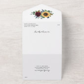 Zonnebloem Land Rustic Fall Wedding RSVP All In One Uitnodiging (Buitenkant)