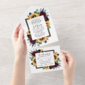 Zonnebloem Land Rustic Fall Wedding RSVP All In One Uitnodiging (Afscheurbaar)