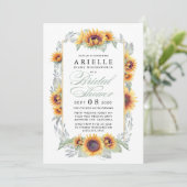 Zonnebloem Land rustieke bruids douche uitnodiging (Staand voorkant)