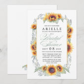 Zonnebloem Land rustieke bruids douche uitnodiging (Voorkant / Achterkant)