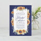 Zonnebloem Land rustieke bruids douche uitnodiging (Staand voorkant)