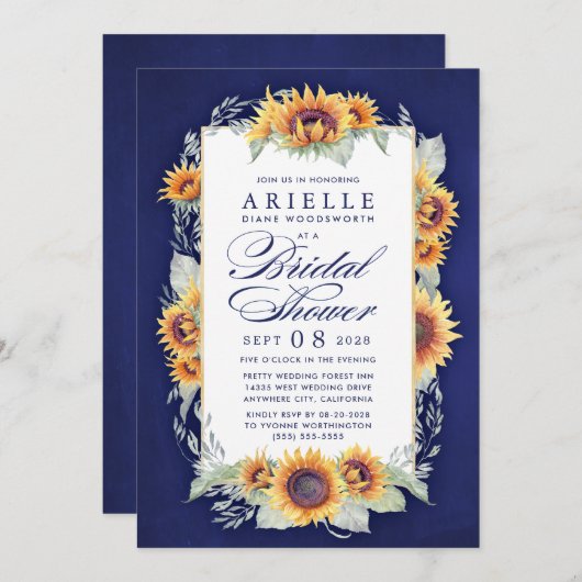 Zonnebloem Land rustieke bruids douche uitnodiging (Voorkant / Achterkant)