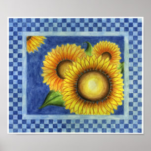 Zonnebloem Landelijk Folk Art Posterprint Poster