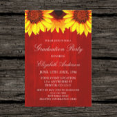 Zonnebloem Landelijke Houten Afstudeerfeest Kaart