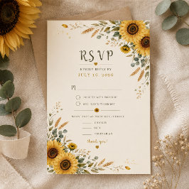 Zonnebloem Landelijke Trouw RSVP Kaart